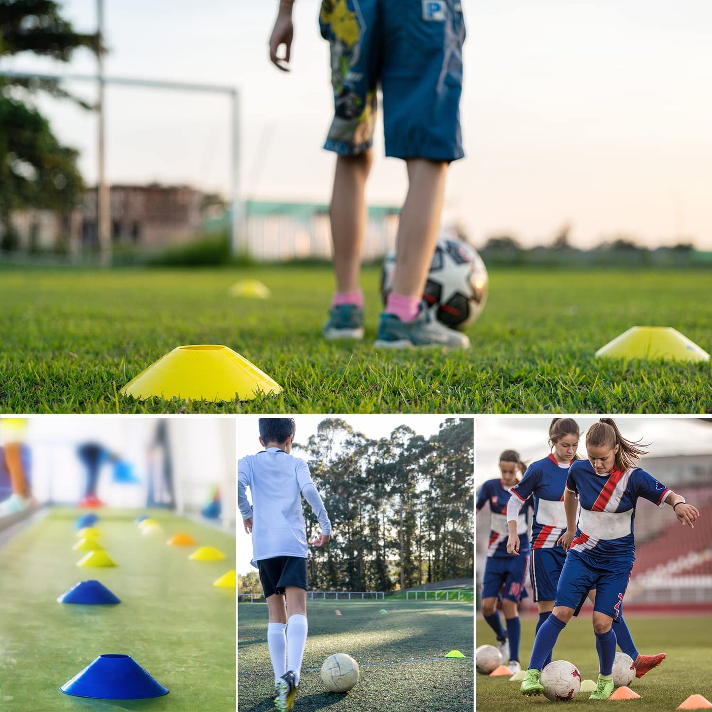 50 Pack Disc Cones, Agility Soccer Cones with Carry Bag and Holder, 5 Color