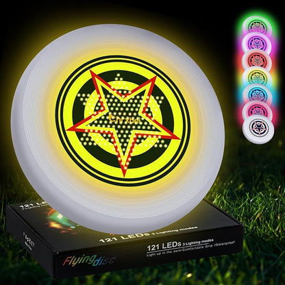 49LEDs Flying Disc with 16 Million Color RGB, 3 Modes+Rechargeable+Waterproof+175g, Cool Sports and Outdoors for Parks/Camping/Beach/Backyards,Easter & Birthday Gifts for Teens/Kids/Adults