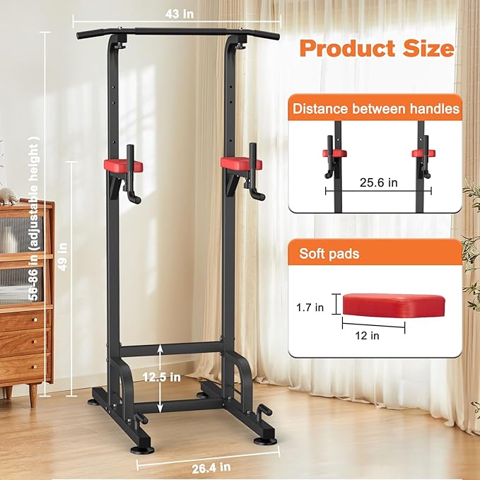 RELIFE REBUILD YOUR LIFE Power Tower Pull Up Bar Station Workout Dip Station for Home Gym Strength Training Fitness Equipment