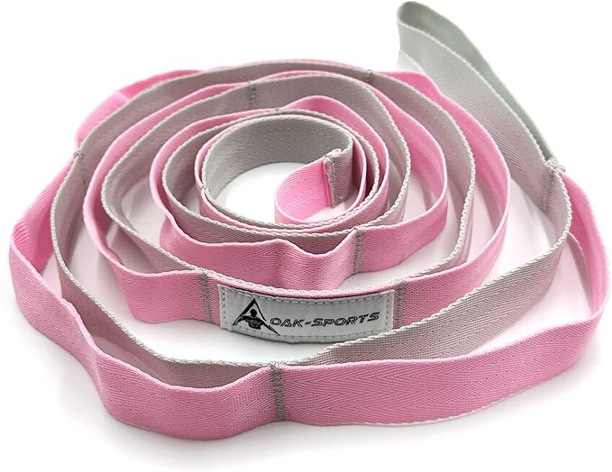 Stretching Strap Yoga Strap with Loops, Stretch Straps for Physical Therapy, Non-Elastic Exercise Strap for Pilates, Dance and Gymnastics with Workout Guide