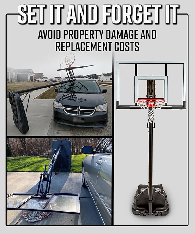 The Original Solution - Heavy Duty Weighted Base Anchor for Basketball Hoops - Weather Resistant, Durable Design, Holds 300+ lbs. Patents-Pending, HOA Friendly (Standard Size, Black)