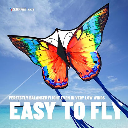 Butterfly Kites for Kids and Adults,Extremely Easy to Fly for Beginners,Single Line String with Tail for Beach Flying Kites for Outdoor Trip Park Family Game(Flower Splendour Butterfly)