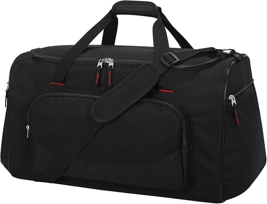 55L Sports Gym Duffle Bag for Men - 22 inch Large Duffel bag for Workout, Travel, Weekender, Fitness (Black)