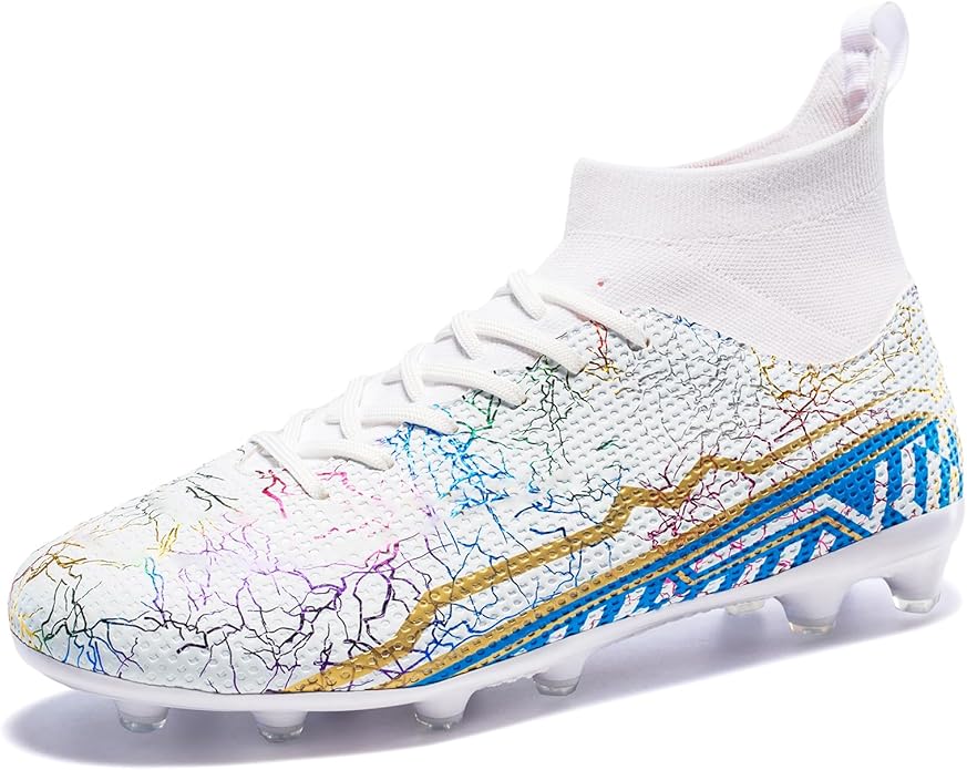 Soccer Cleats Mens Football Cleats Professional Soccer Shoes High-Tops Non-Slip Spikes for Big Boys Wide Training Sneaker