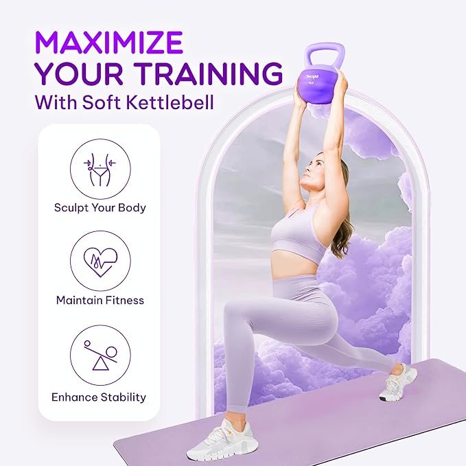 Yes4All Soft Kettlebell, PVC Kettlebells Exercise Weights & Color-Coded Strength Training Kettlebells with 4 Options (5,10,15,20lb), Gentle Hand Weights for Women at Home