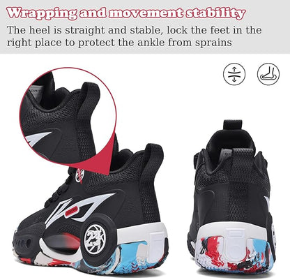 JMFCHI Kids Basketball Shoes High-top Sports Shoes Sneakers Durable Lace-up Non-Slip Running Shoes Secure for Little Kids Big Kids and Boys Girls