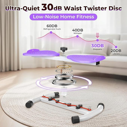 Ab Twister Board,300 lbs Capacity,Slim Waist and Core Ab Exercise,Foot Massage Design,Noiseless Home Gym Exercise