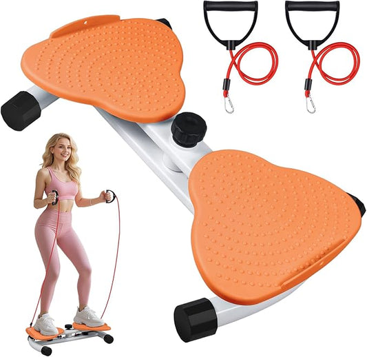 Waist Twister Machine, Ab Twister Board with Resistance Bands - 300 lbs Capacity Home Exercise Equipment for Belly Fat, Core Workout - Noiseless & Anti-Slip for Women/Men