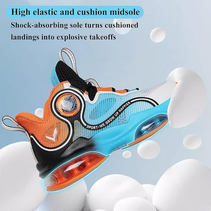 JMFCHI Kids Basketball Shoes High-top Sports Shoes Sneakers Durable Lace-up Non-Slip Running Shoes Secure for Little Kids Big Kids and Boys Girls