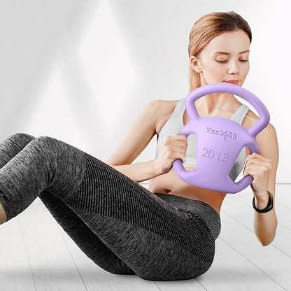 Yes4All Kettlebell, Strength Training Kettlebells for Women, Wide Multi-grip Textured Handle for Home Gym Exercises & Full Body Workout, Single 5–25 lb & Set of 10-15 lb