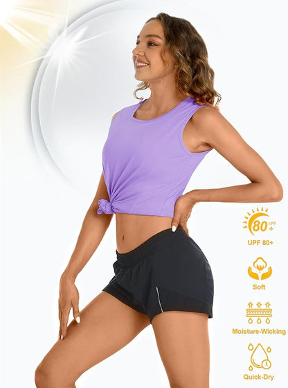 TACVASEN Women's UPF 80+ Workout Tank Top Sleeveless Quick Dry Sun Protection Hiking Athletic Gym Yoga Running Shirts