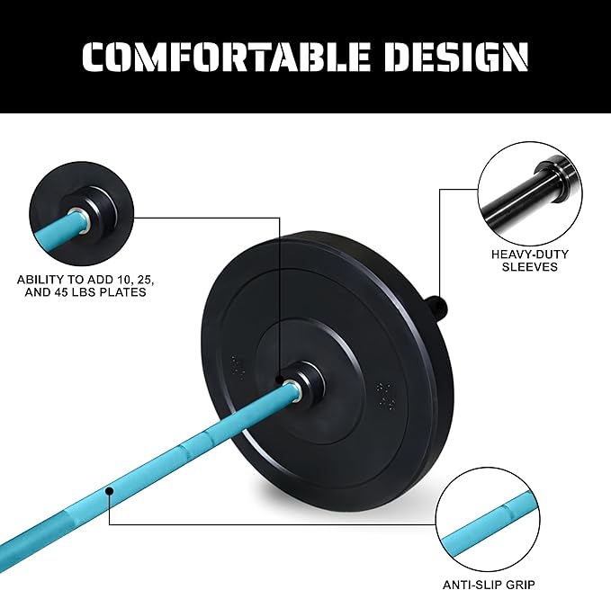 Tribe WOD Olympus Barbell Bar & Weight Bar - Durable, Bend-proof for Men and Women, Multipurpose Cerakote Weightlifting and Powerlifting Barbell for Home and Gym - Maximum Training Adaptability