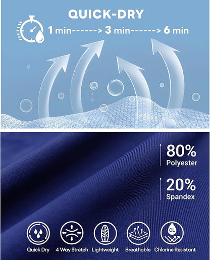 HUGE SPORTS Men's Rash Guard Swim Shorts Compression Swimming Jammer Cool Dry Active Swimsuit Workout Shorts Sports Tights