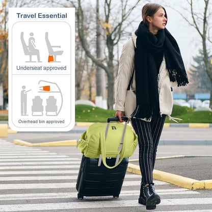 TOPDesign Travel Duffel Bag for Women, Puffer Gym Bag Sports Tote with Wet Pocket, Carry On Weekender with Luggage Sleeve (Light Green)