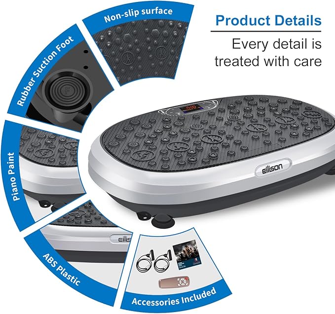 EILISON FitMaxx 3D XL Vibration Plate Exercise Machine - Whole Body Workout Vibration Platform w/Loop Bands - Lymphatic Drainage Machine for Weight Loss, Shaping, Wellness, Recovery