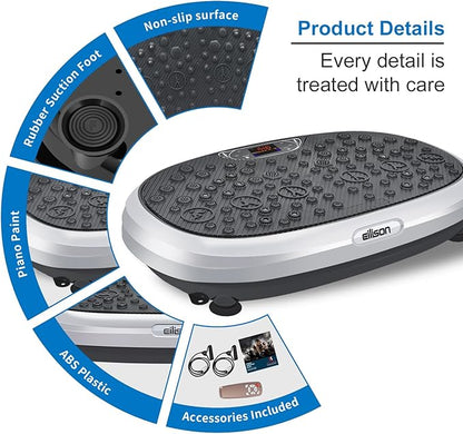 EILISON FitMaxx 3D XL Vibration Plate Exercise Machine - Whole Body Workout Vibration Platform w/Loop Bands - Lymphatic Drainage Machine for Weight Loss, Shaping, Wellness, Recovery