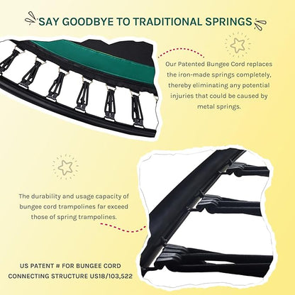 SkyBound 14 FT 12 FT 10FT 8FT 6FT Springless Trampoline for Kids and Adults - Recreational Trampolines with AntiRust Coating - Bungee Cords Outdoor Trampoline for Kids - No-Gap Design Zipper System