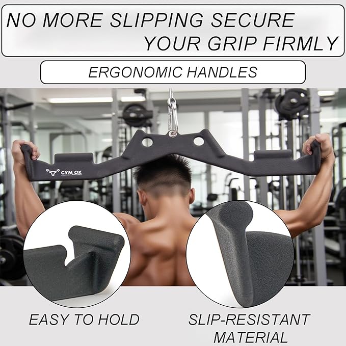 Lat Pulldown Attachments, Neutral Grip Lat Pull Down Bar with Ergonomic Handle,Cable Attachments for Gym, Back Tricep Bar Strength Training Handle
