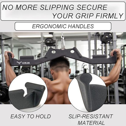 Lat Pulldown Attachments, Neutral Grip Lat Pull Down Bar with Ergonomic Handle,Cable Attachments for Gym, Back Tricep Bar Strength Training Handle