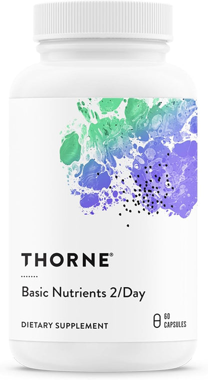 THORNE - Basic Nutrients 2/Day - Comprehensive Daily Multivitamin with Optimal Bioavailability - Vitamin & Mineral Formula - Gluten, Dairy & Soy-Free - 60 Capsules - 30 Servings