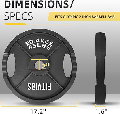Olympic Cast Iron 2-Inch Weight Plate for Strength Training & Weightlifting, Multiple Weights Available