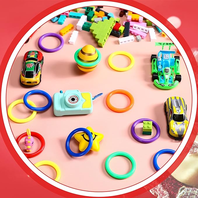 Civaner 72 Pcs Ring Toss Rings Game Plastic Carnival Ring Toss for Speed Agility Practice, Fun Target Toys Carnival Halloween Party Favors Throw Bottle Sports Yard Family Game