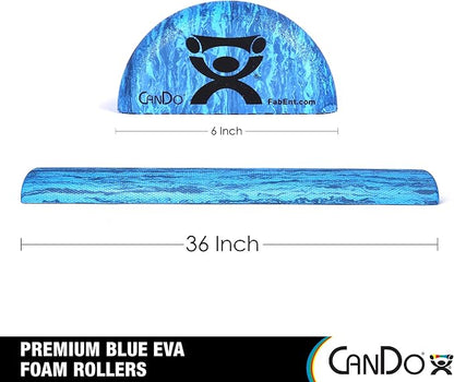 CanDo Blue Marble High Density EVA Foam Roller For Muscle Restoration, Massage Therapy, Sport Recovery, And Physical Therapy. 6" x 36", Half-Round (30-2210)