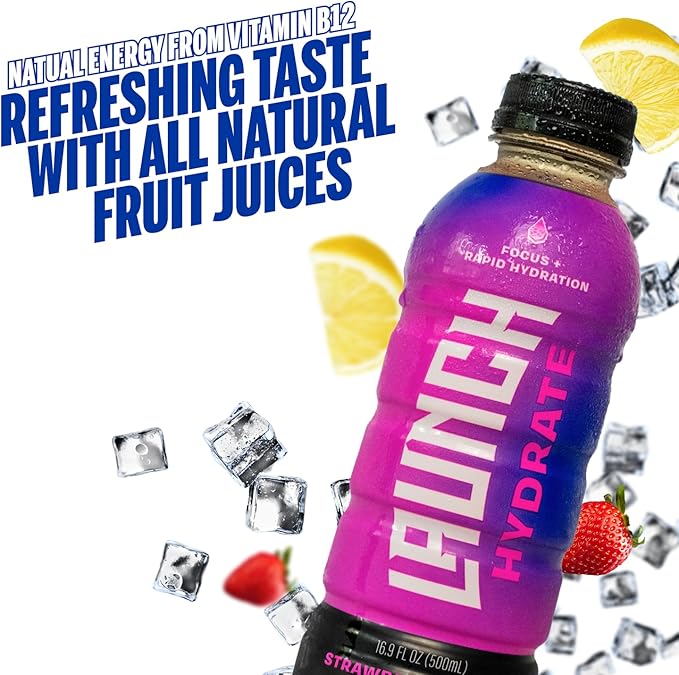 Sports Drink- 12 Pack - Real Cane Sugar 3x Electrolytes, All-Natural Hydration with Cognizin for Mental Focus, Real Fruit & Vegetable Juice, No Artificial Dyes – Strawberry Lemon Flavor – Trusted by Perfect Game