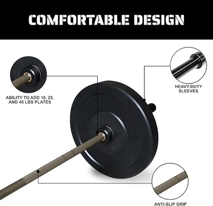 Tribe WOD Olympus Barbell Bar & Weight Bar - Durable, Bend-proof for Men and Women, Multipurpose Cerakote Weightlifting and Powerlifting Barbell for Home and Gym - Maximum Training Adaptability