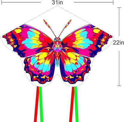 HENGDA KITE 2 Pack Butterfly Kite,for Kids and Adults,Easy to Fly,Excellent Fabric and Structure Design,The Pictures are Beautiful in high Definition,Suitable for Beginners(31x22)