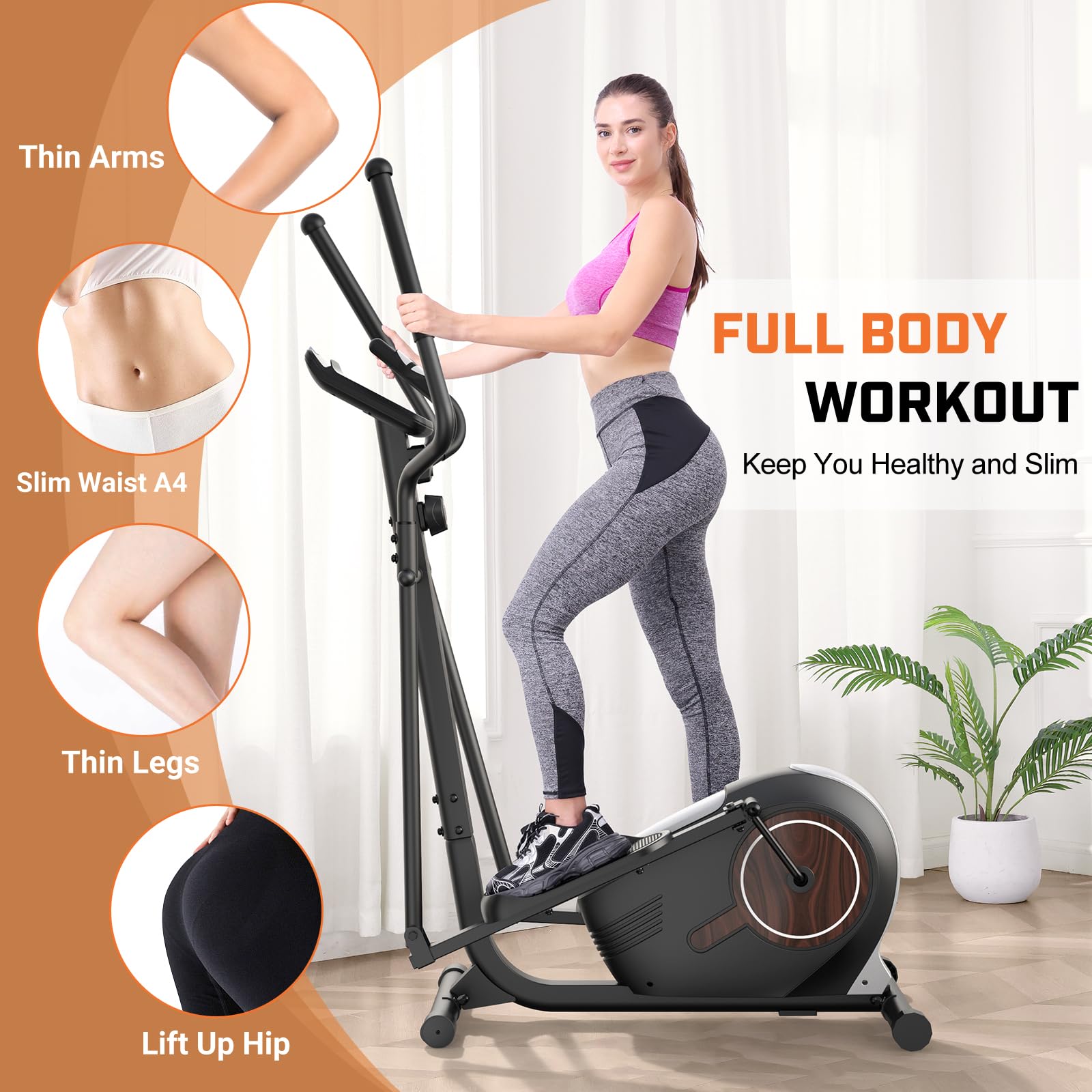 ANCHEER Elliptical Exercise Machine, Elliptical Trainer for Home Gym, Exercise Equipment 500Lbs Max