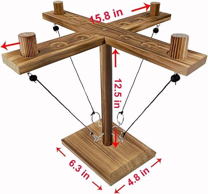 Hook Toss Game, Ring Toss Game, Handmade Wooden Ladder, Throwing Hook and Ring Battle Game for Family