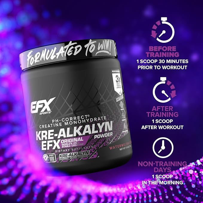 EFX Sports Kre-Alkalyn EFX Powder | pH Correct Creatine Monohydrate Powder Supplement | Strength, Muscle Growth & Performance | 116 Servings (Watermelon Gummy)