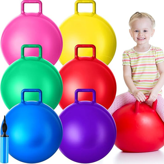 Lewtemi 6 Pcs Hopper Ball Carnival Outdoor Games 18 Inch Jumping Hopping Inflatable Bouncing Ball