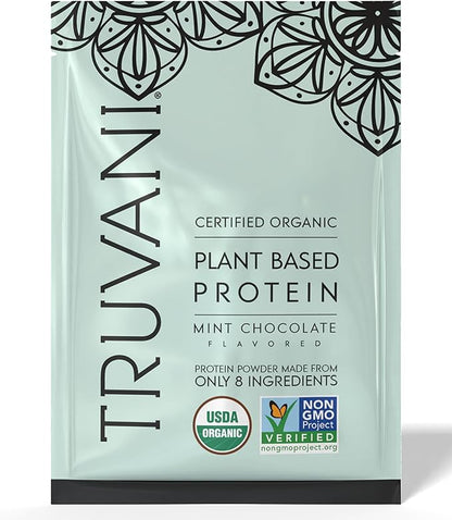 Truvani Vegan Pea Protein Powder | Mint Chocolate | 20g Organic Plant Based Protein | 1 Serving | Keto | Gluten & Dairy Free | Low Carb | No Added Sugar