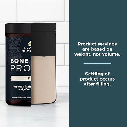 Ancient Nutrition Grass Fed & Cage Free Bone Broth Protein Powder, 20g Protein Per Serving, Hydrolyzed Collagen Peptides, Glucosamine, Chondroitin, Supports Joint & Gut Health, Pure, 20 Servings