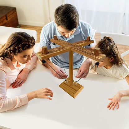 Hook Toss Game, Ring Toss Game, Handmade Wooden Ladder, Throwing Hook and Ring Battle Game for Family, ‎42,6 x 12,7 x 6,1 cm, Brown