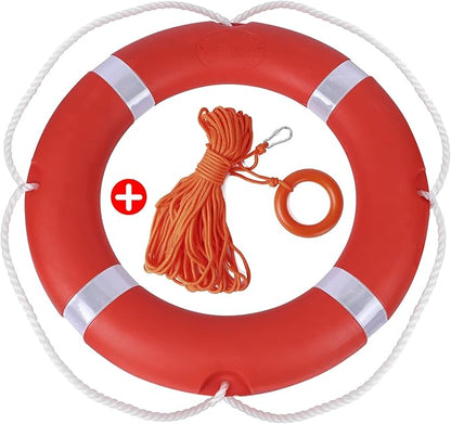 28/23 Inch Boat Safety Throw Ring Set, 98.4FT Floating Lifesaving Rope, 2.5/1.5 KG International Standard, Outdoor Professional Throwing Ring Rope Rescue Lifeguard Lifesaving