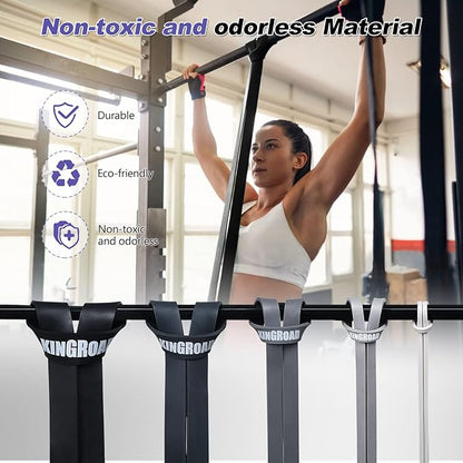 Resistance Band Pull Up Assistance Bands,Set of 5 Resistance Heavy Duty Exercise Stretch Fitness Bands for Stretching Power Lifting Workout Training with Instruction Guide