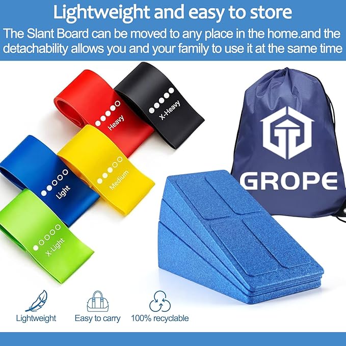 Slant Board Squat Wedge for Calf Stretchingï¼? Pcs 12" x 6.3" Foot Stretcher Balance Board for Plantar Fasciitis, Adjustable Foam Slant Board Wedge Great for Exercises