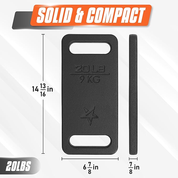 Yes4All Ruck Weight Plate, Cast Iron Rucking Plates with Wide Grip for Swings, Squat, Strength, Weighted Vest Training - Multiple Rucking Weights: 10LB to 45LB