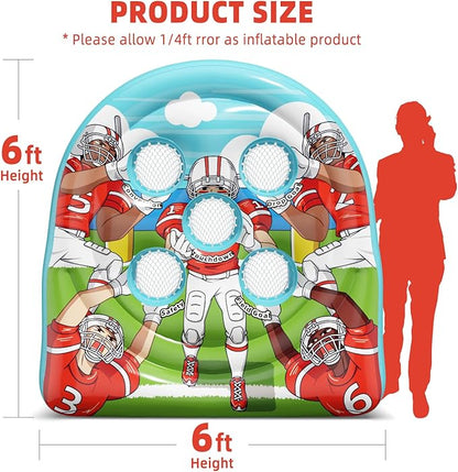6Ft Football Target Toss Game - Inflatable Football Throwing Target Toy for Kids - Carnival Party Games