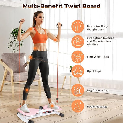 Ab Twister Board,300 lbs Capacity,Slim Waist and Core Ab Exercise,Foot Massage Design,Noiseless Home Gym Exercise