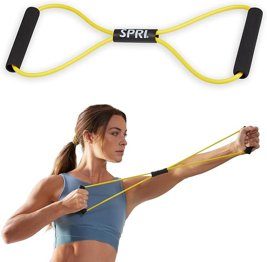 SPRI Ultra Toner Figure 8 Resistance Band with Padded Handles Great for Stretch, Exercise, Fitness Training, Yoga, Resistance Weights, Therapy, Gym or Home Workout Equipment.