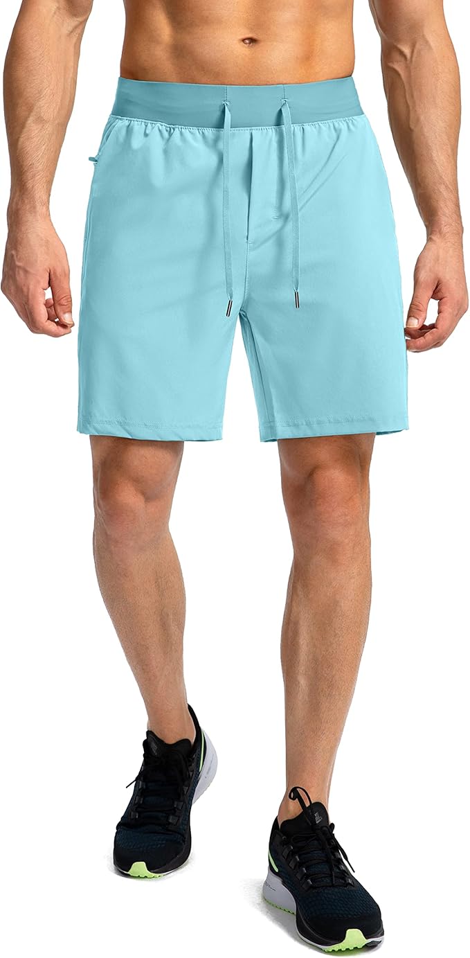 Men's Running Shorts with Zipper Pockets 9 Inch/ 7 Inch / 5 Inch Lightweight Quick Dry Gym Workout Athletic Shorts for Men(7 inch)