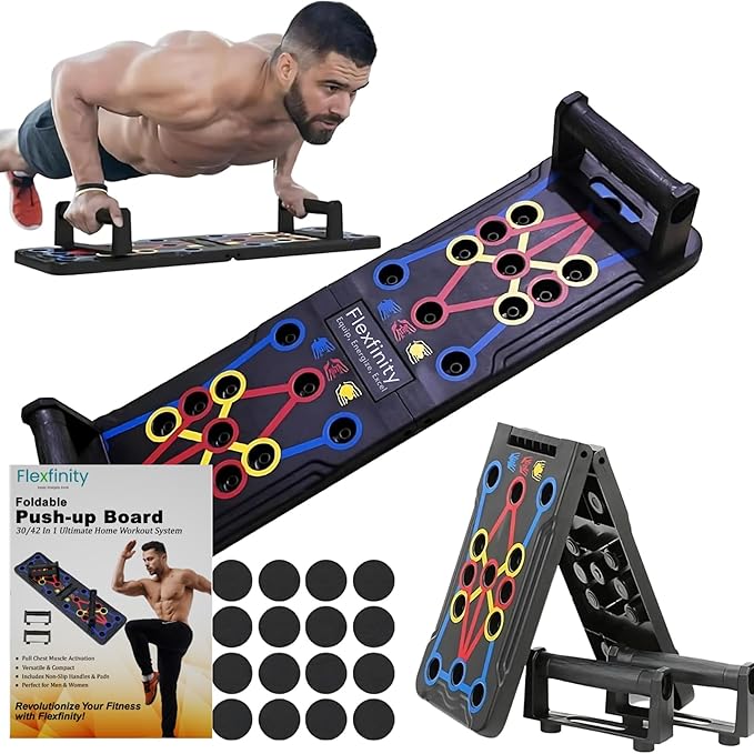 Push Up Board, Portable 25-In-1 Push up Board for Men, | Pilates Bar & Fitness Accessories with Resistance Bands & Ab Roller Wheel, Professional Strength Training Equipment For Man and Women