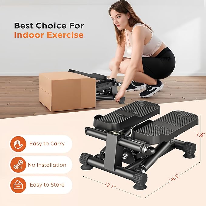 SogesPower Steppers for Exercise at Home,Mini Stair Stepper with Resistance Bands,Full Body Workout Equipment with LCD Monitor,Portable Stepper with 330LBS Capacity