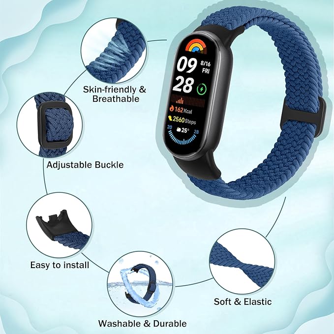 Braided Bands Compatible with Xiaomi Smart Band 10 9 8 Straps for Women Men