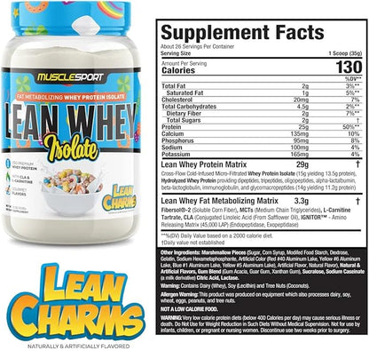 Musclesport Lean Whey Revolution??Protein Powder - Whey Protein Isolate - Low Calorie, Low Carb, Low Fat, Incredible Flavors - 25g Protein per Scoop (2lb, Lean Charms)