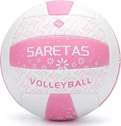 Beach/Water/Sand Volleyballs, Outdoor/Indoor Official Size, Soft Touch Volleyball for Beginners, Cute Volley Ball for Girls/Kids/Youth, Ideal Gifts with Pump for Backyard, Pool, Middle School